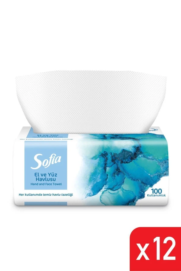SOFİA El Ve Yüz Havlusu 100 Lü 12 Paket