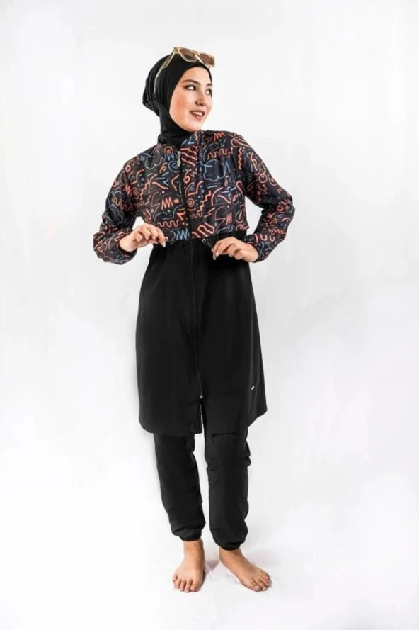 Tesmay 22110 Dijital Desenli 2 Li  Tesettür Mayo - Resim 3