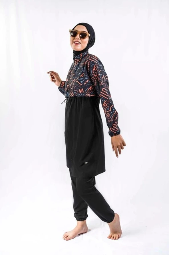 Tesmay 22110 Dijital Desenli 2 Li  Tesettür Mayo - Resim 4