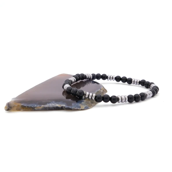 Siyah Oniks Doğal Taş Erkek Bileklik EBLK-396 - Resim 3