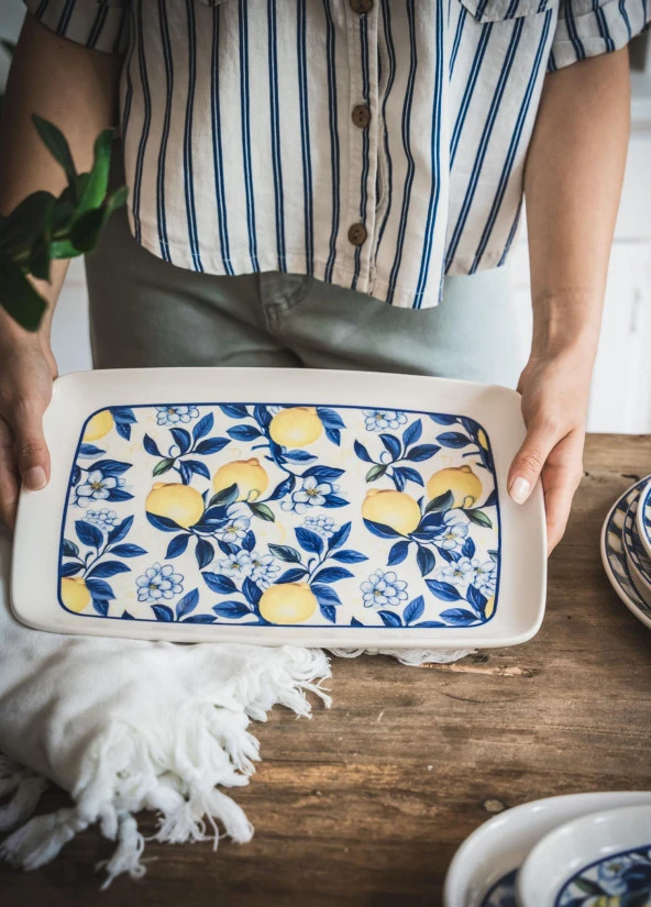 The Mia Odore Di Limone Dikdörtgen Servis 34x25 cm ODL0010 - Resim 4