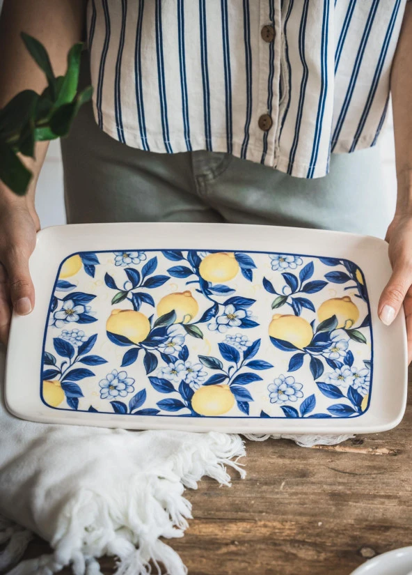 The Mia Odore Di Limone Dikdörtgen Servis 34x25 cm ODL0010 - Resim 5