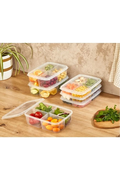 1 Adet 1 Kg 4 Bölmeli  Öğünlük Kahvaltılık Piknik Saklama Kutusu Beslenme Kutusu - Resim 4