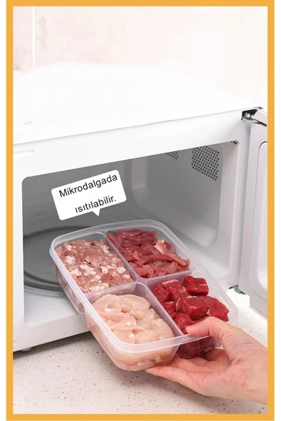 1 Adet 1 Kg 4 Bölmeli  Öğünlük Kahvaltılık Piknik Saklama Kutusu Beslenme Kutusu - Resim 5