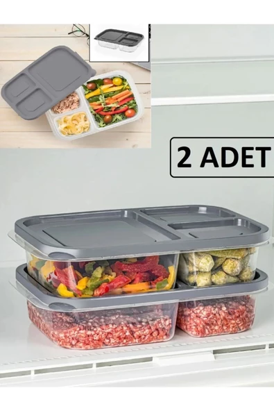 2 Adet Sera Bölmeli Buzluk Saklama Kabı Öğünlük Kıyma Sebze Dondurucu Düzenleyic