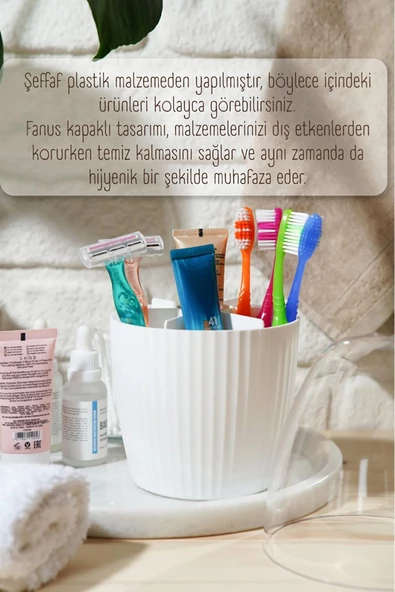 2li Fanus Kapaklı 7 Bölmeli Makyaj Organizeri Beyaz - Resim 4