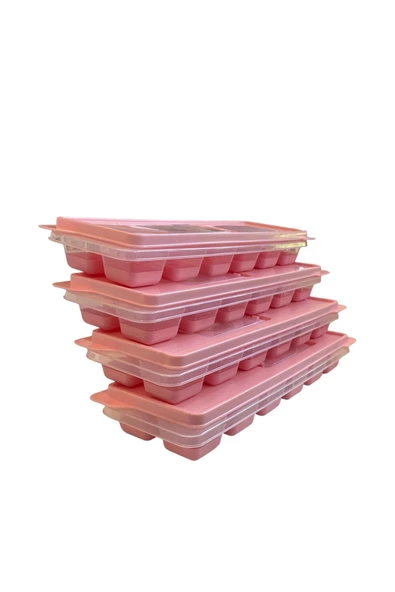 4 Adet Pembe Bas Parmak Silikon Buz Kalıbı 12 Bölmeli Buz Kalıbı Silikon Buzluk - Resim 3