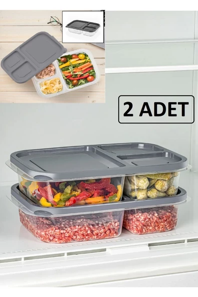2 Adet Sera Bölmeli Buzluk Saklama Kabı Öğünlük Kıyma Sebze Dondurucu Düzenleyic - 2
