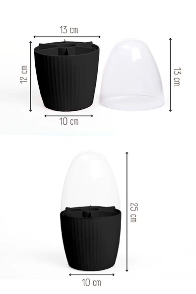 2li Fanus Kapaklı 7 Bölmeli Makyaj Organizeri Antrasit - Resim 3