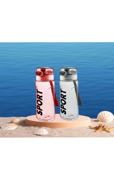 2'Lİ PEMBE-GRİ Kilitli Kapaklı Taşıma İpli Exclusive Kalite BPA Free Okul ve Sporcu Suluk Matara - 2