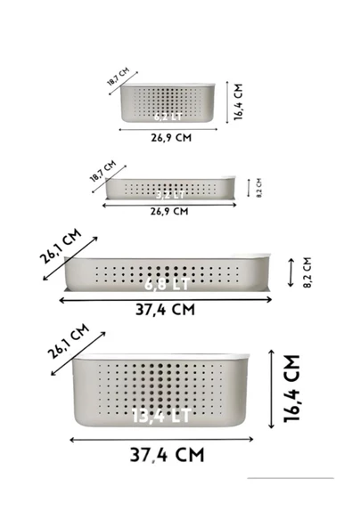 Bubble 5 li Set Gri, Kapaklı, Dolap İçi Düzenleyici Kutu, Saklama Kutusu - Resim 2