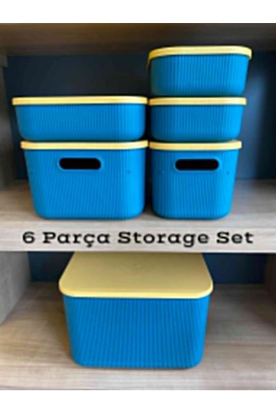 6 Parça Storage Yeşil Çok Amaçlı Set 5 Boy Dolap Içi Kapaklı Düzenleyici Dekoratif Saklama Kutusu