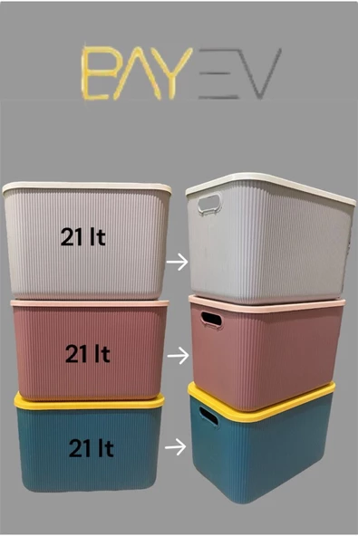 3 Adet Mix 21 Lt Storage Çok Amaçlı Dolap Içi Düzenleyici, Oyuncak Ve Çamaşır Sepeti, Saklama Kutusu - 4