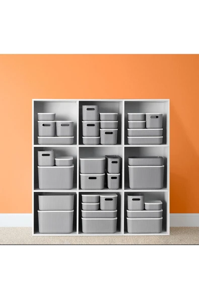 3 Boy Set Gri 6 - 13 - 21 Lt Storage Çok Amaçlı Dolap Içi Düzenleyici Saklama Kutusu - Resim 6