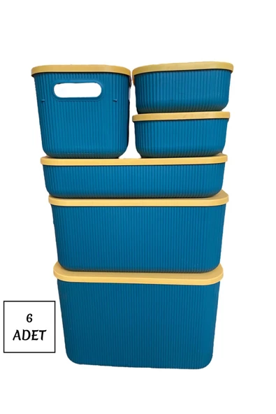 6 Parça Storage Yeşil Çok Amaçlı Set 5 Boy Dolap Içi Kapaklı Düzenleyici Dekoratif Saklama Kutusu - 3