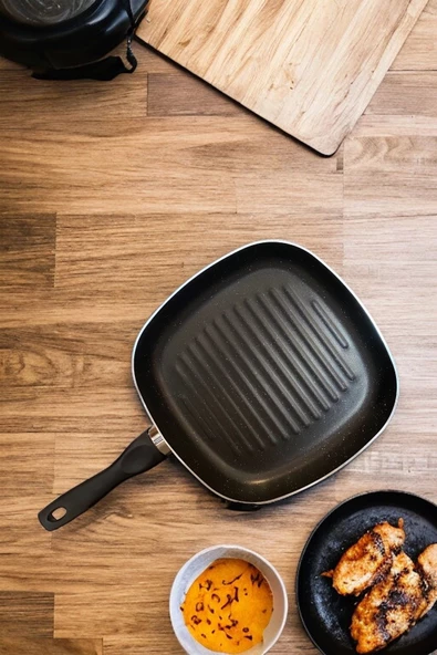 Ragnar Grill Izgara Tavası - 26 Cm Çizgili Yanmaz Yapışmaz Granit Tava - 2