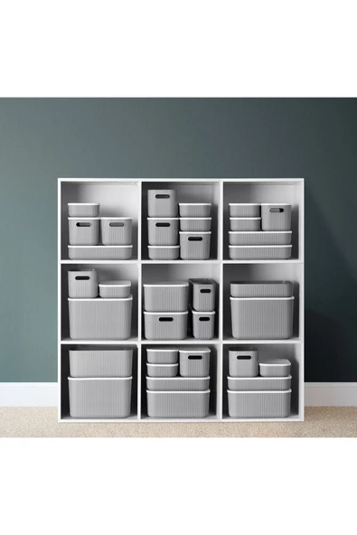 6 Parça Storage Gri Set 5 Boy Çok Amaçlı Dolap Içi Kapaklı Düzenleyici Kutu Dekoratif Saklama Kutusu - 3