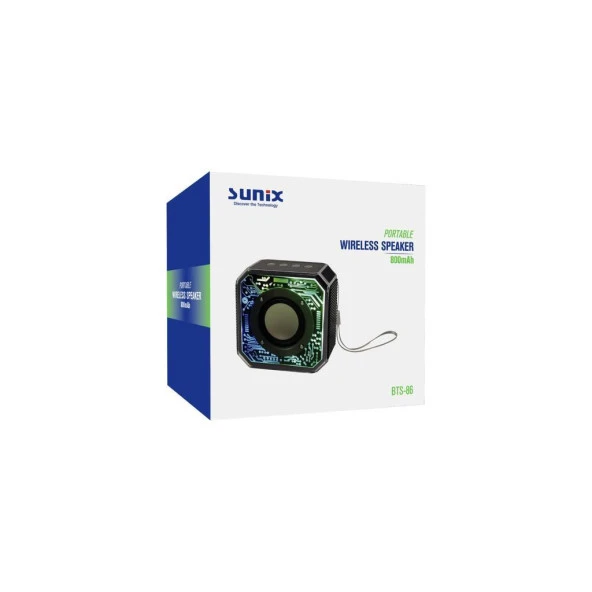Sunix 800 Mah Kablosuz 5.2 Ledli Taşınabilir Bluetooth Hoparlör Siyah BTS-86 - 2