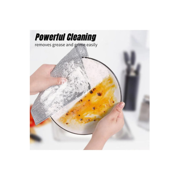 Yenigeldi 6 Adet Çift Katlı Çok Amaçlı Tel Bez Mikrofiber Inox Bez Telli Bulaşık Bezi - 2