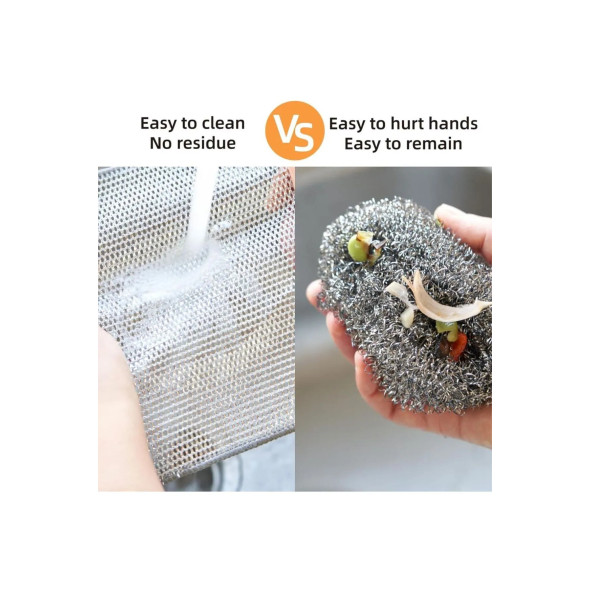 Yenigeldi 6 Adet Çift Katlı Çok Amaçlı Tel Bez Mikrofiber Inox Bez Telli Bulaşık Bezi - 3