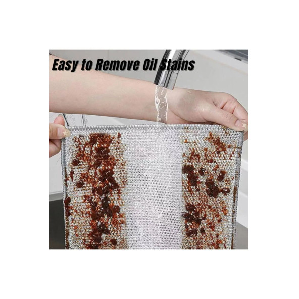 Yenigeldi 6 Adet Çift Katlı Çok Amaçlı Tel Bez Mikrofiber Inox Bez Telli Bulaşık Bezi - 4