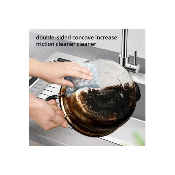 Yenigeldi 6 Adet Çift Katlı Çok Amaçlı Tel Bez Mikrofiber Inox Bez Telli Bulaşık Bezi - 7