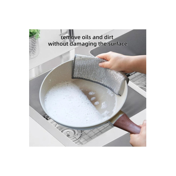 Yenigeldi 6 Adet Çift Katlı Çok Amaçlı Tel Bez Mikrofiber Inox Bez Telli Bulaşık Bezi - 8