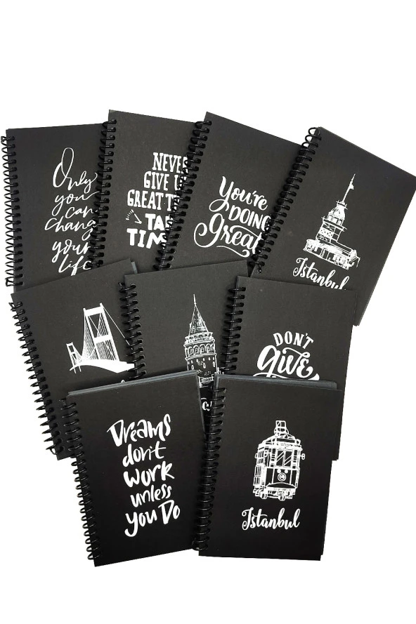 Siyah Defter Motivasyon Sözlü Never Siyah Yapraklı A6 Not Defteri - 1 Adet - Resim 3