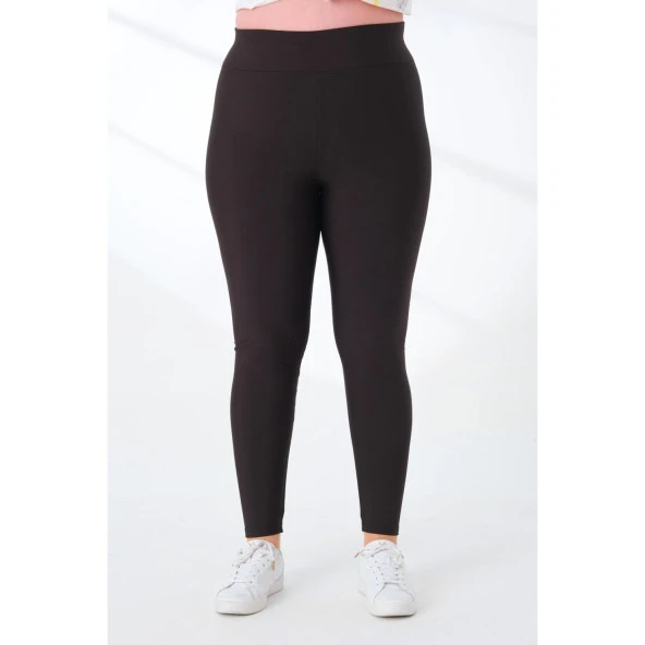 Yüksek Bel Toparlayıcı Dalgıç Kumaş Likralı Şardonlu Tayt - 2