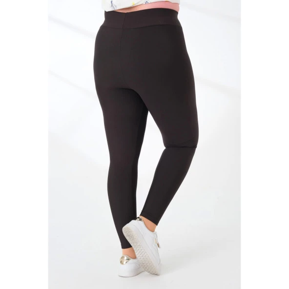 Yüksek Bel Toparlayıcı Dalgıç Kumaş Likralı Şardonlu Tayt - 5