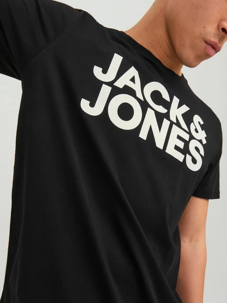 JACK JONES Yazılı Erkek Bisiklet Yaka Tişört 12151955 - 5