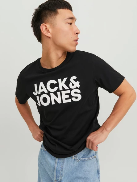 JACK JONES Yazılı Erkek Bisiklet Yaka Tişört 12151955 - 7