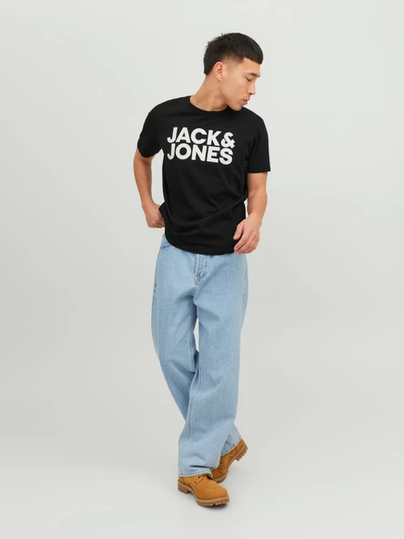JACK JONES Yazılı Erkek Bisiklet Yaka Tişört 12151955 - 4