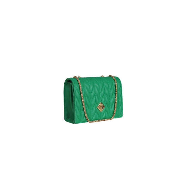 1054- ARMİSE GOLD Kapitone Kapaklı ve Zincir Askılı Çapraz Çanta - Resim 2