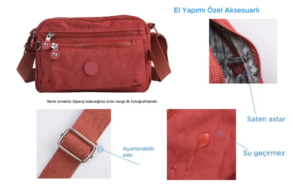 Bagacar 216 Klinkır Kaliteli Kumaş Bayan Çapraz Omuz Çantası Yeşil - 7