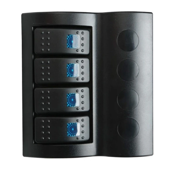 BFY Marin Otomatik Sigortalı Işıklı Switch Panel, 4 Anahtar, Mavi ürün görseli 1