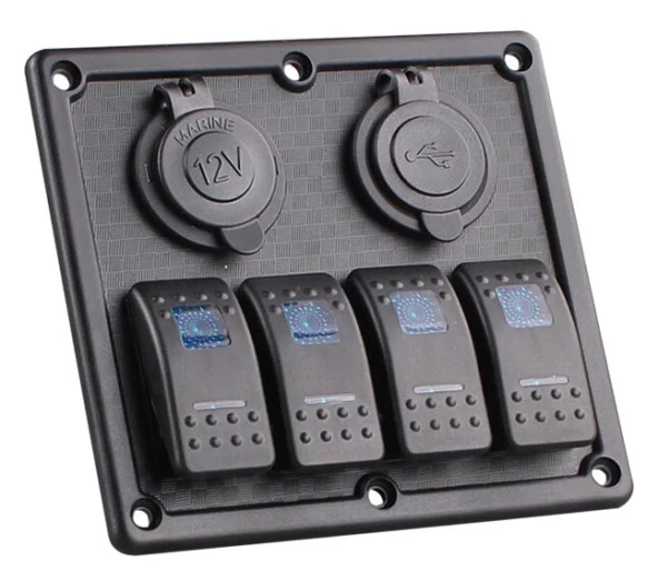 BFY Sigortalı Switch Panel USB + 12V Çakmaklık, 4 Anahtarlı
