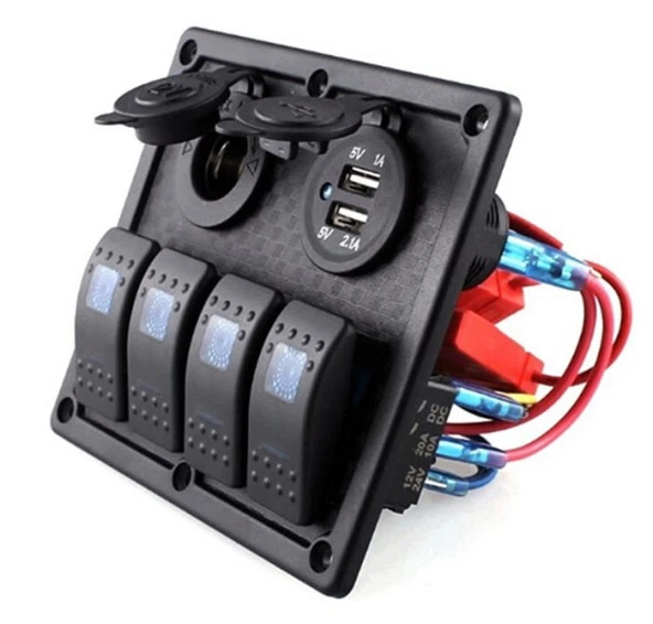 BFY Sigortalı Switch Panel USB + 12V Çakmaklık, 4 Anahtarlı - 3