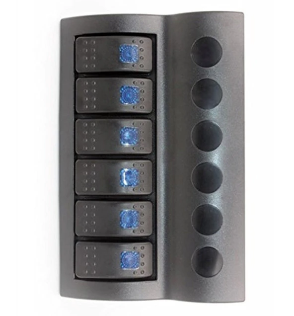 BFY Marin Otomatik Sigortalı Switch Panel, 6 Anahtar, Mavi