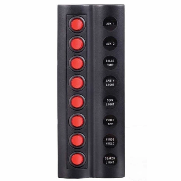 BFY Marin Sigortalı Switch Panel, 8 Anahtarlı