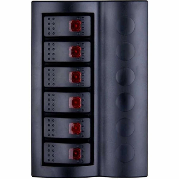 BFY Otomatik Sigortalı Işıklı Switch Panel, 6 Anahtarlı