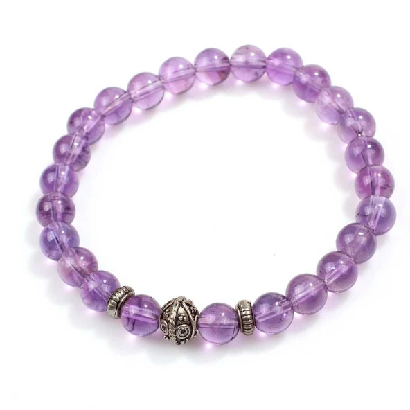 925 Ayar Gümüş Ametist Taşlı Bileklik ürün görseli