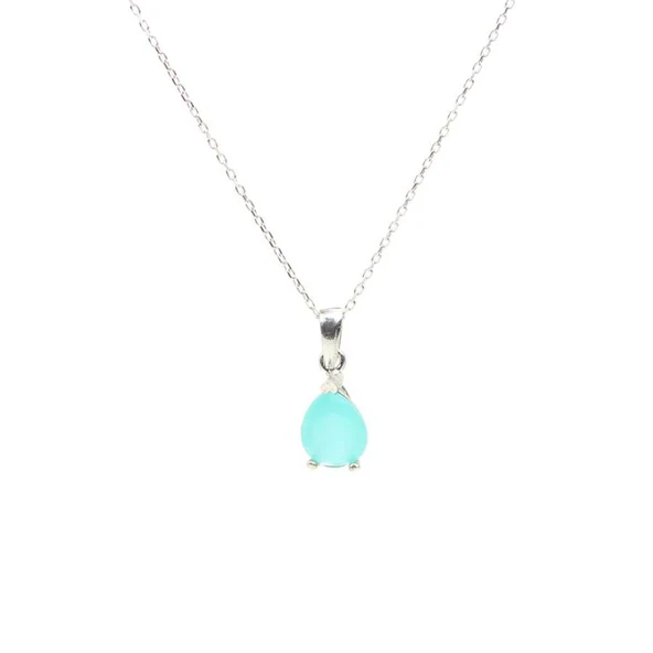 925 Ayar Gümüş Amazonit Taşlı Kolye ürün görseli