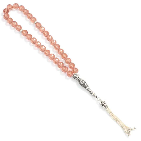 925 Ayar Gümüş Sulanyt Taşlı Yuvarlak FasetliTesbih - Resim 2