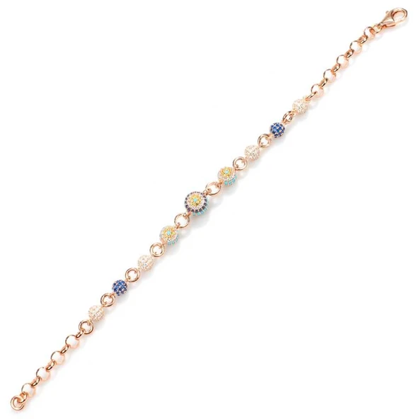 925 Ayar Gümüş Süzme Toplu Doç Zincirli Bileklik - Resim 2