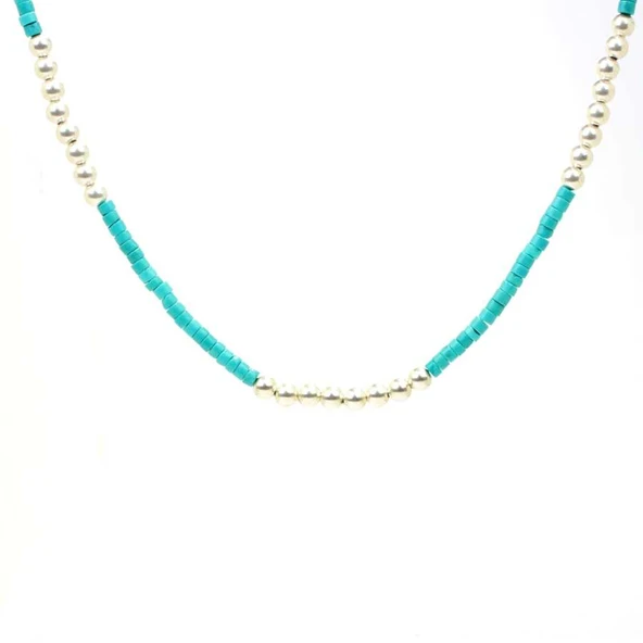 925 Ayar Gümüş Turkuaz Taş Kolye - Resim 3