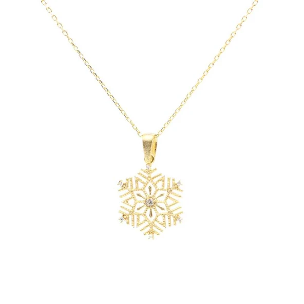 925 Ayar Gümüş Kar Tanesi Kolye - Resim 3