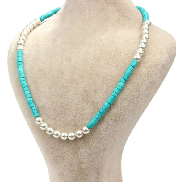 925 Ayar Gümüş Turkuaz Taş Kolye ürün görseli