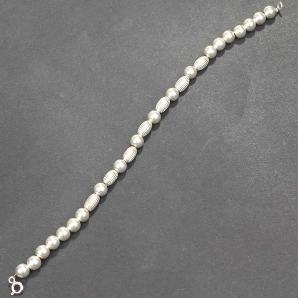 925 Ayar Gümüş Top ve Badem Bileklik ürün görseli