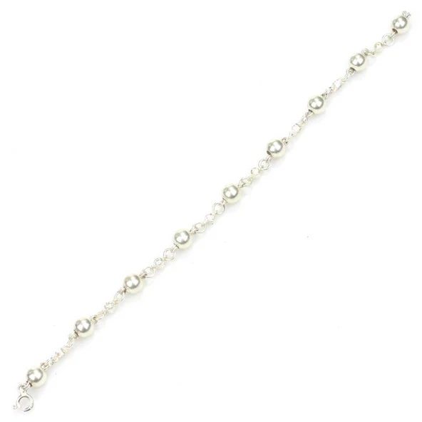 925 Ayar Gümüş Taşlı ve Top Bileklik ürün görseli 1